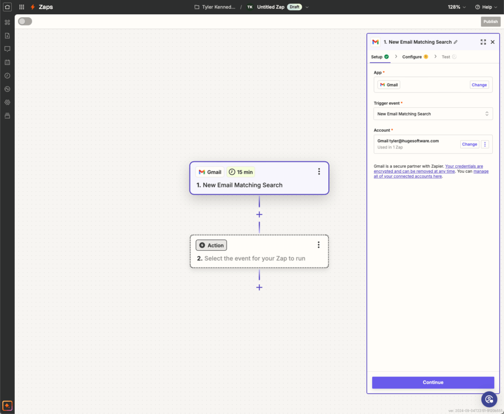 Create a Gmail trigger in Zapier