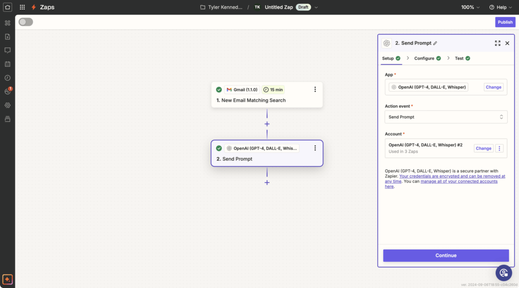 Create an OpenAI Action event to generate an email reply with ChatGPT in Zapier